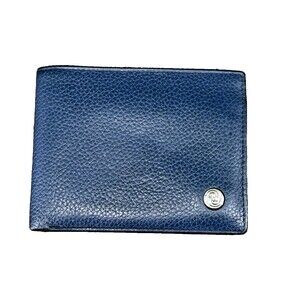 Vakko Navy Pebbled Leather Bifold Wallet